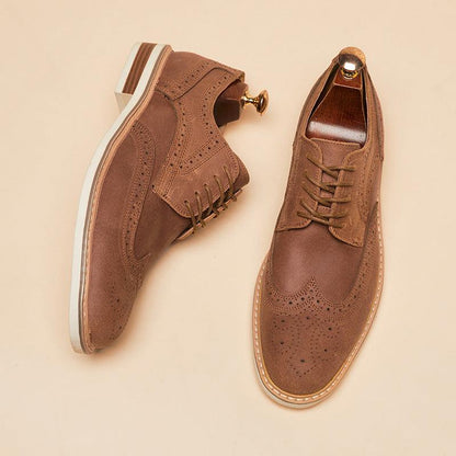 Sophisticated Genuine Leather Brogue Shoes for Modern Men - Vogue Aura