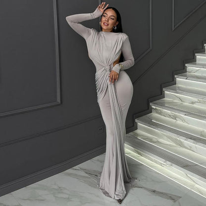 Elegant Long Sleeve Bodycon Dress - Vogue Aura