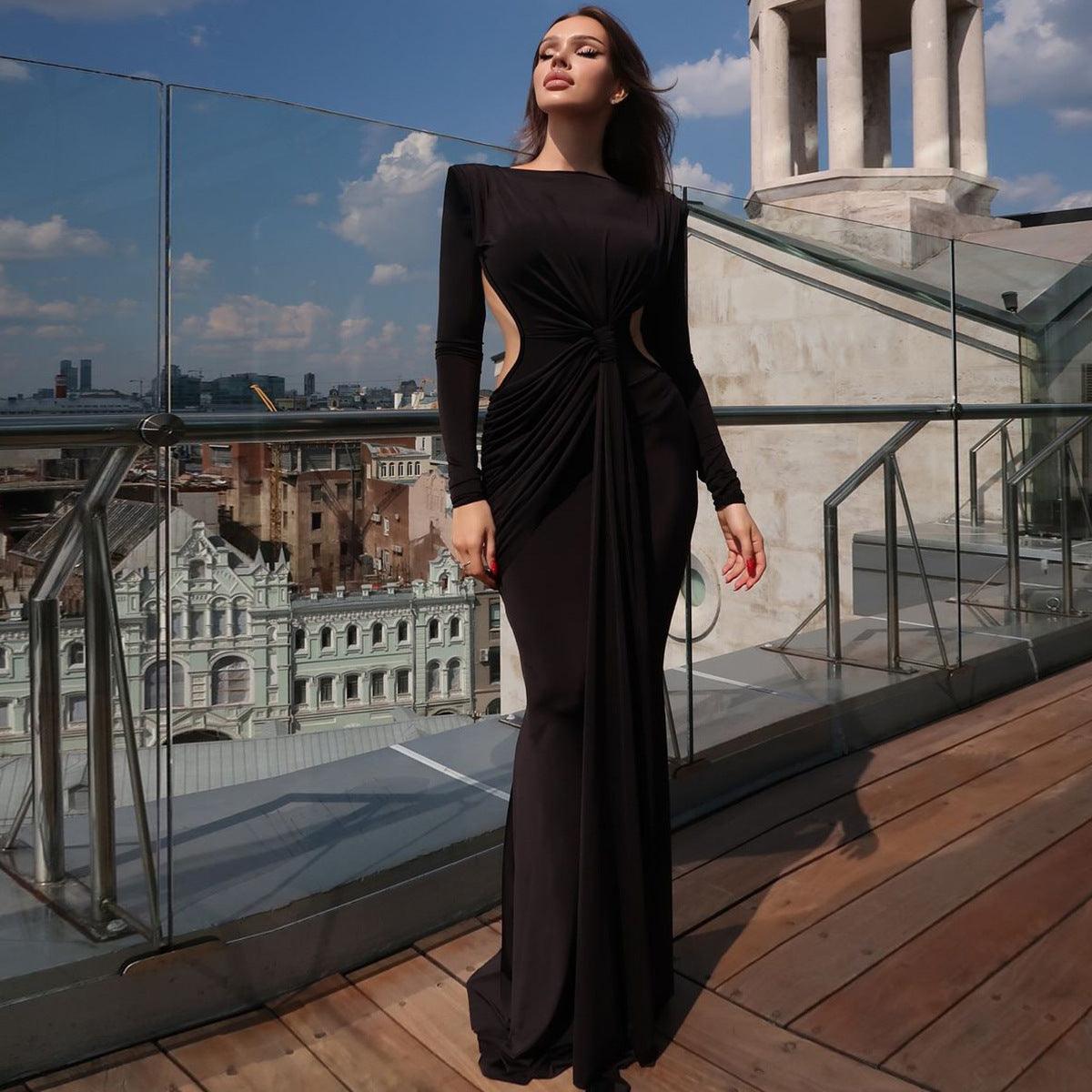 Elegant Long Sleeve Bodycon Dress - Vogue Aura