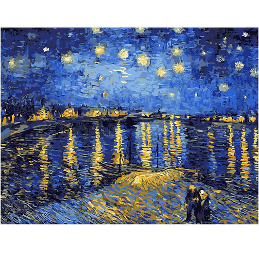 Starry Rhone River: DIY Digital Oil Painting Kit - Perfect Unique Gift for Christmas and Birthdays - Vogue Aura