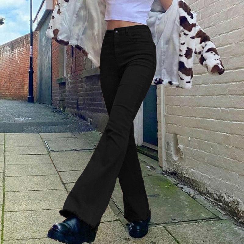 Elegant High-Waisted Brown Bootcut Jeans - Vogue Aura