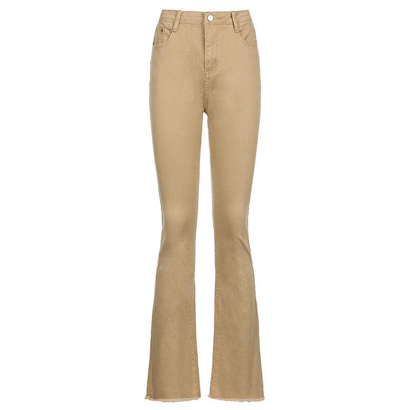 Elegant High-Waisted Brown Bootcut Jeans - Vogue Aura