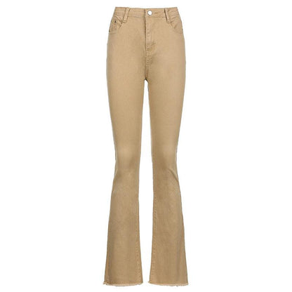 Stylish Brown High-Waisted Bootcut Jeans for Effortless Everyday Elegance - Vogue Aura