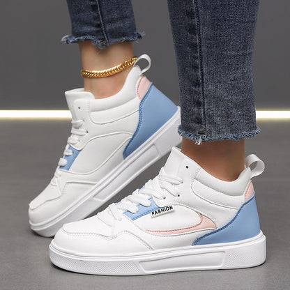 Stylish Flat Bottom High-Top Sneakers for Unmatched Comfort - Vogue Aura