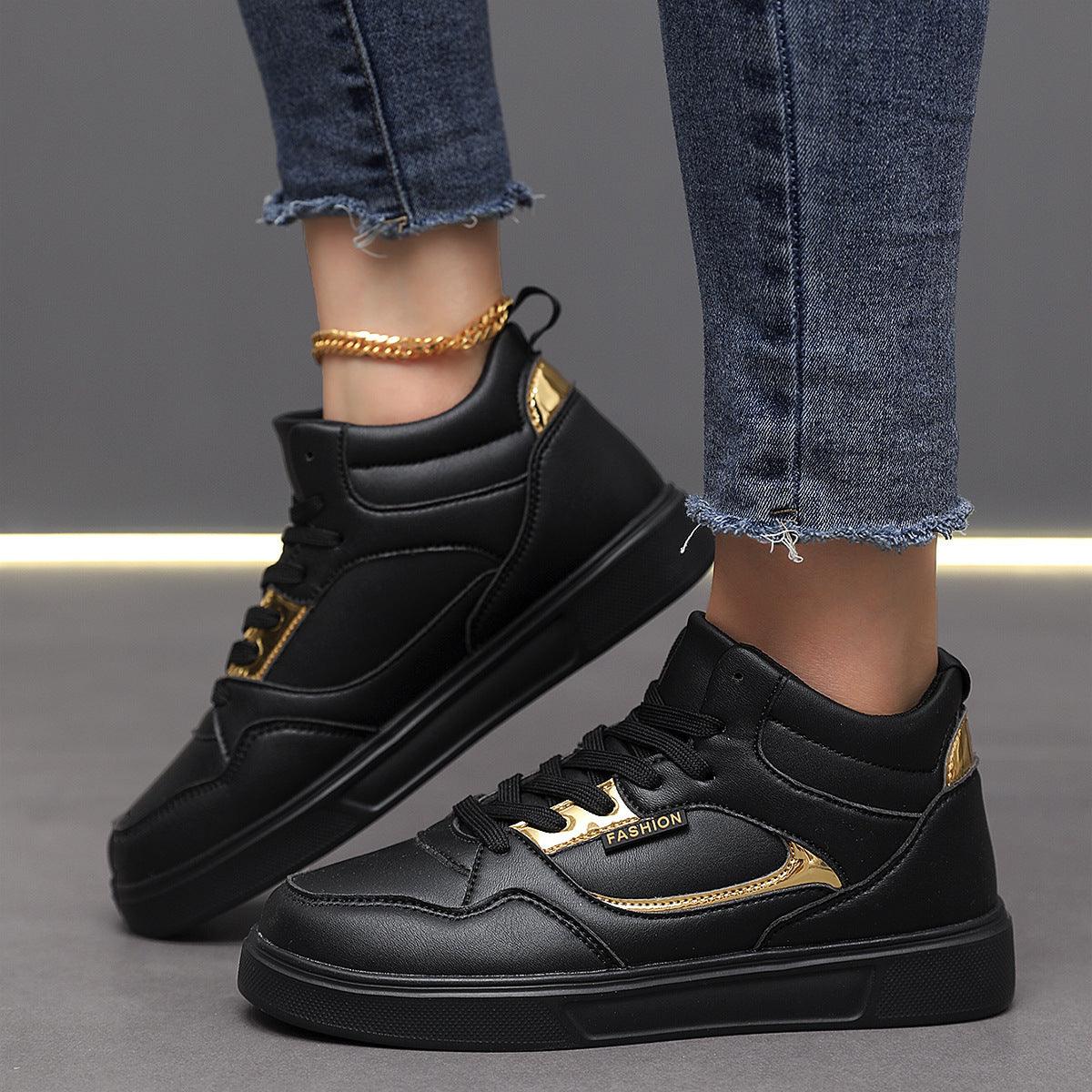 Stylish Flat Bottom High-Top Sneakers for Unmatched Comfort - Vogue Aura