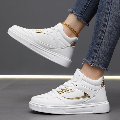 Stylish Flat Bottom High-Top Sneakers for Unmatched Comfort - Vogue Aura