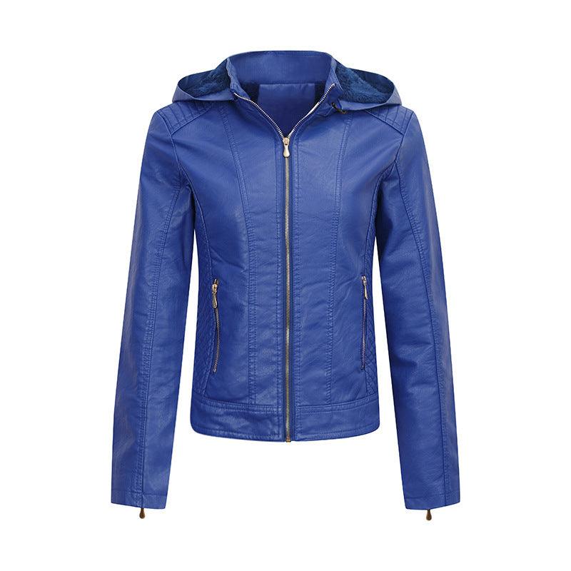 Hooded Fleece-Lined Leather Coat for Women - Vogue Aura