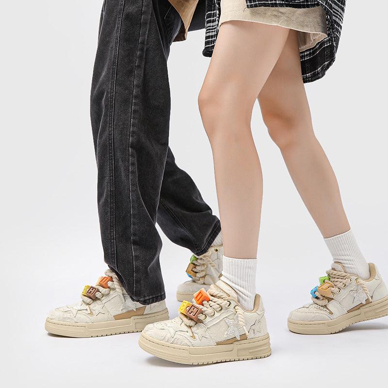 Khaki Low-Top Casual Sneakers for Men and Women - Vogue Aura