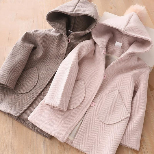 Stylish Mid-Length Woolen Coat for Kids - Vogue Aura