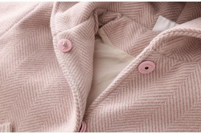 Stylish Mid-Length Woolen Coat for Kids - Vogue Aura