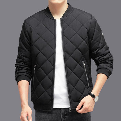 Stylish Thickened Cotton Baseball Jacket for Men - Winter Warmth with Rhombic-sewing Design - Vogue Aura