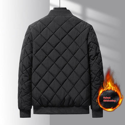 Stylish Thickened Cotton Baseball Jacket for Men - Winter Warmth with Rhombic-sewing Design - Vogue Aura