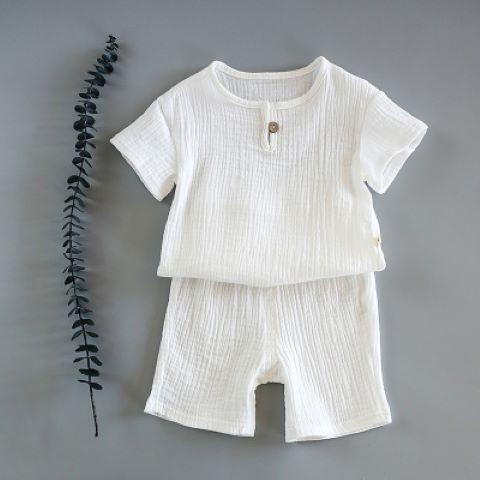 Summer Breeze Cotton Two-Piece Set for Kids - Short Sleeve Vest and Shorts - Vogue Aura