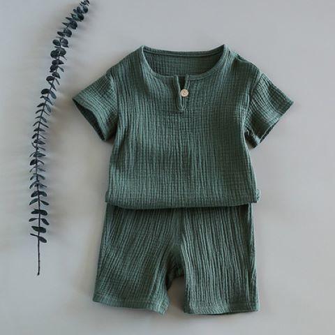 Summer Breeze Cotton Two-Piece Set for Kids - Short Sleeve Vest and Shorts - Vogue Aura