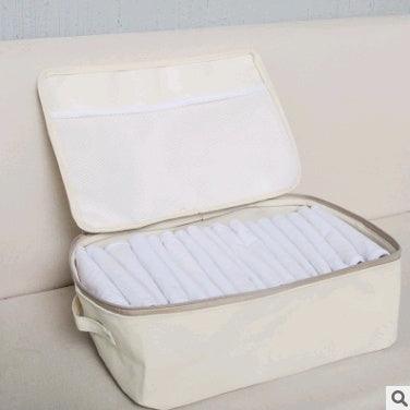 Thick canvas storage box clothes finishing storage bag with cover zipper quilt storage bag - Vogue Aura