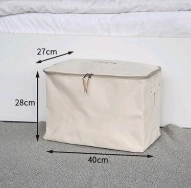 Thick canvas storage box clothes finishing storage bag with cover zipper quilt storage bag - Vogue Aura