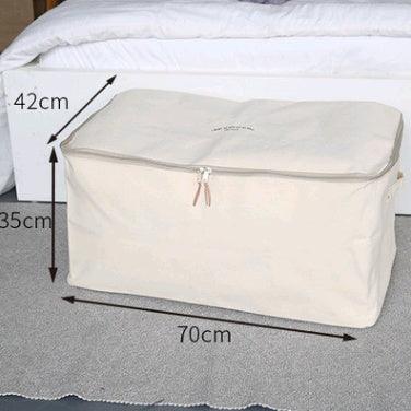 Thick canvas storage box clothes finishing storage bag with cover zipper quilt storage bag - Vogue Aura