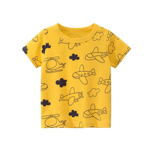 Trendy Cartoon Print Short Sleeve T-Shirt for Boys - Perfect for Summer Adventures - Vogue Aura