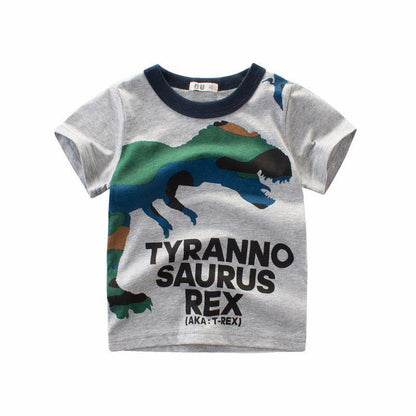 Trendy Cartoon Print Short Sleeve T-Shirt for Boys - Perfect for Summer Adventures - Vogue Aura