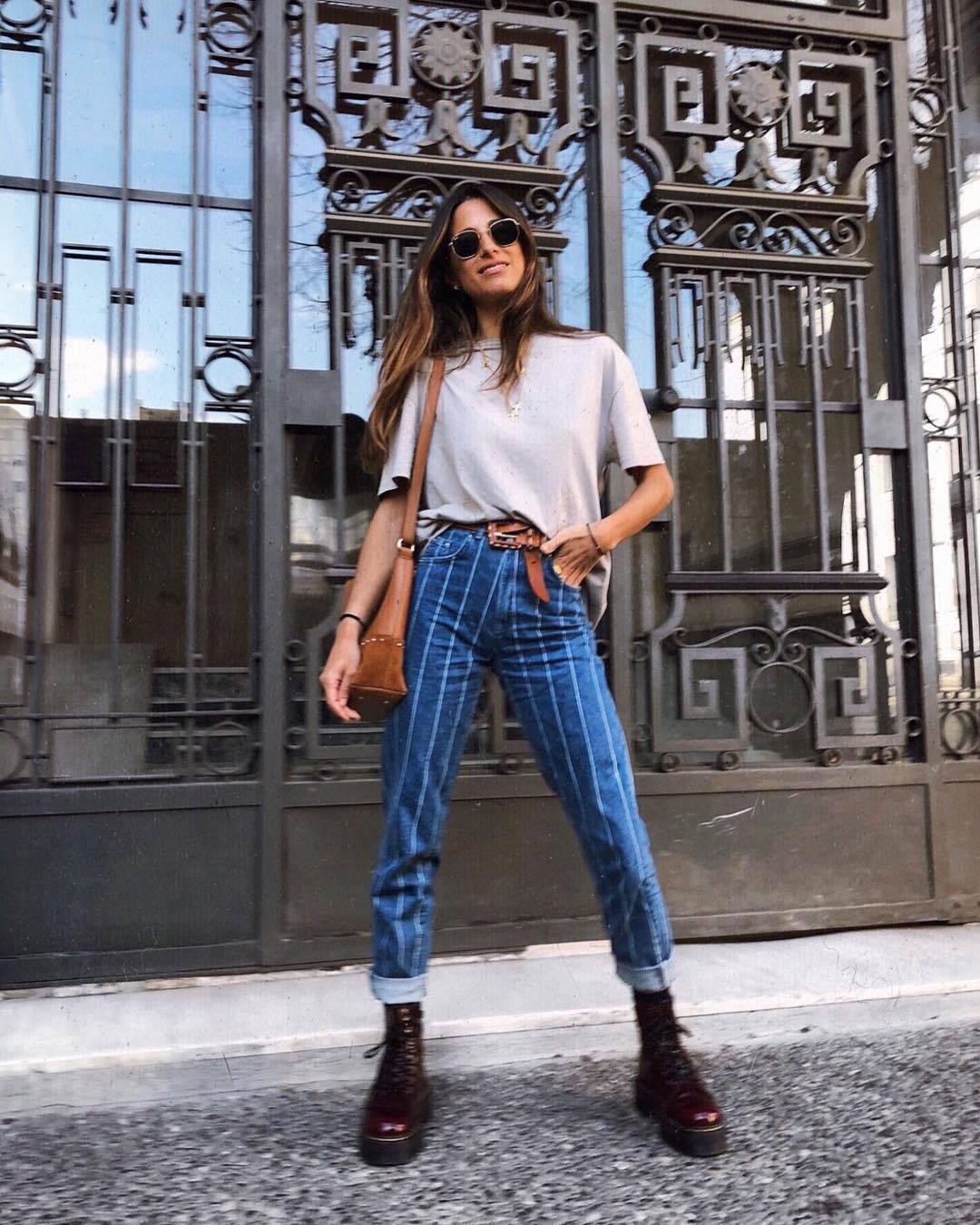 Trendy Elastic Striped Denim Trousers - Vogue Aura