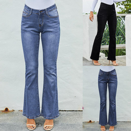 Trendy High-Waisted Distressed Wide-Leg Denim Pants - Vogue Aura