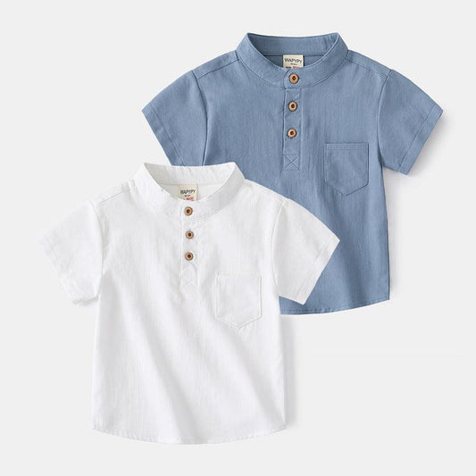 Trendy Korean Style V-Neck Cotton Tee for Boys - Vogue Aura