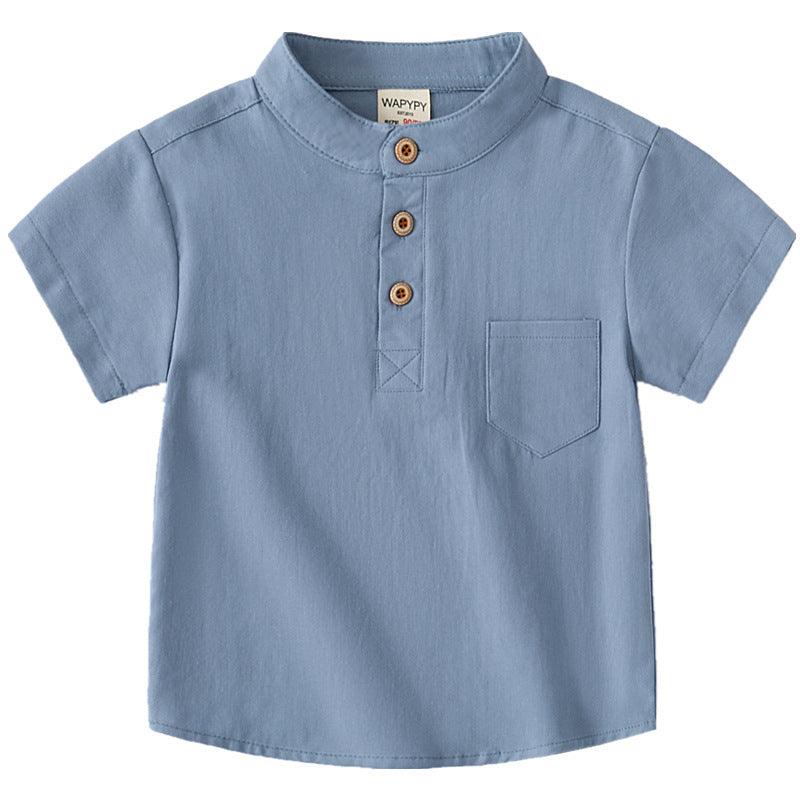 Trendy Korean Style V-Neck Cotton Tee for Boys - Vogue Aura