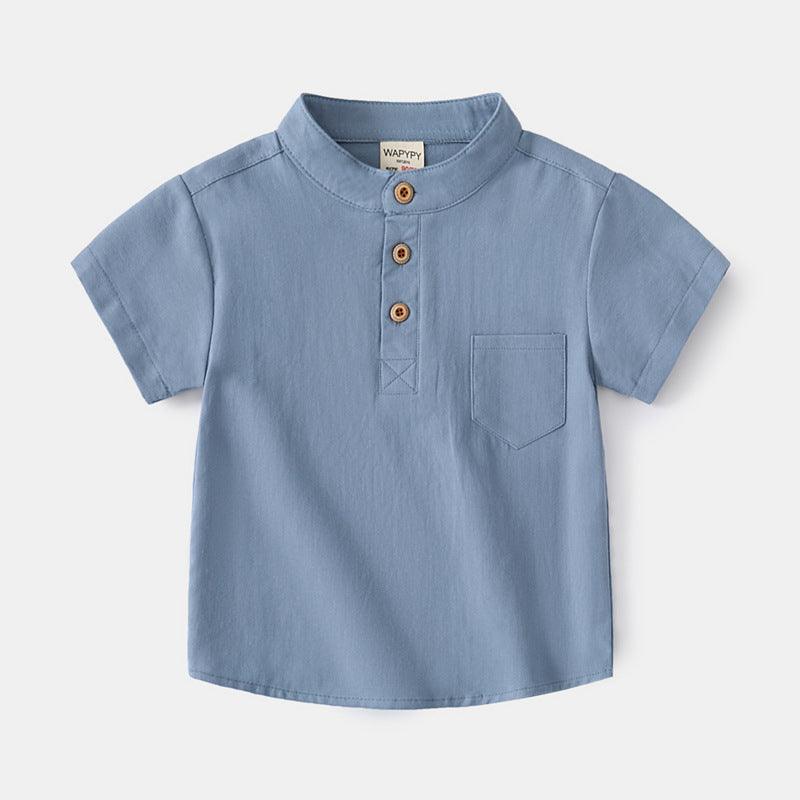 Trendy Korean Style V-Neck Cotton Tee for Boys - Vogue Aura