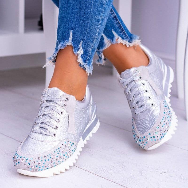 Plus Size Women's Rhinestone Casual Running Shoes - Vogue Aura