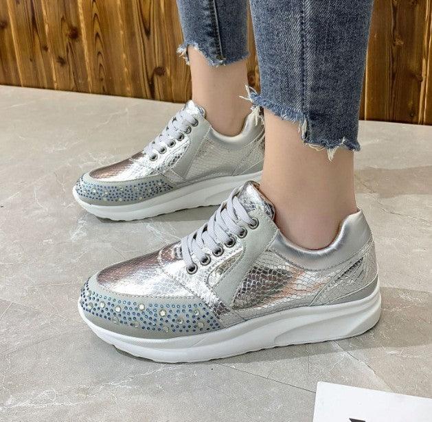 Trendy Plus Size Women's Rhinestone-Embellished Casual Running Shoes - Vogue Aura