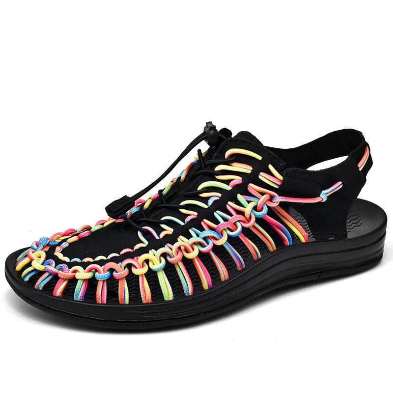 Trendy Summer Woven Sandals with Adjustable Drawstring for Men and Women - Vogue Aura