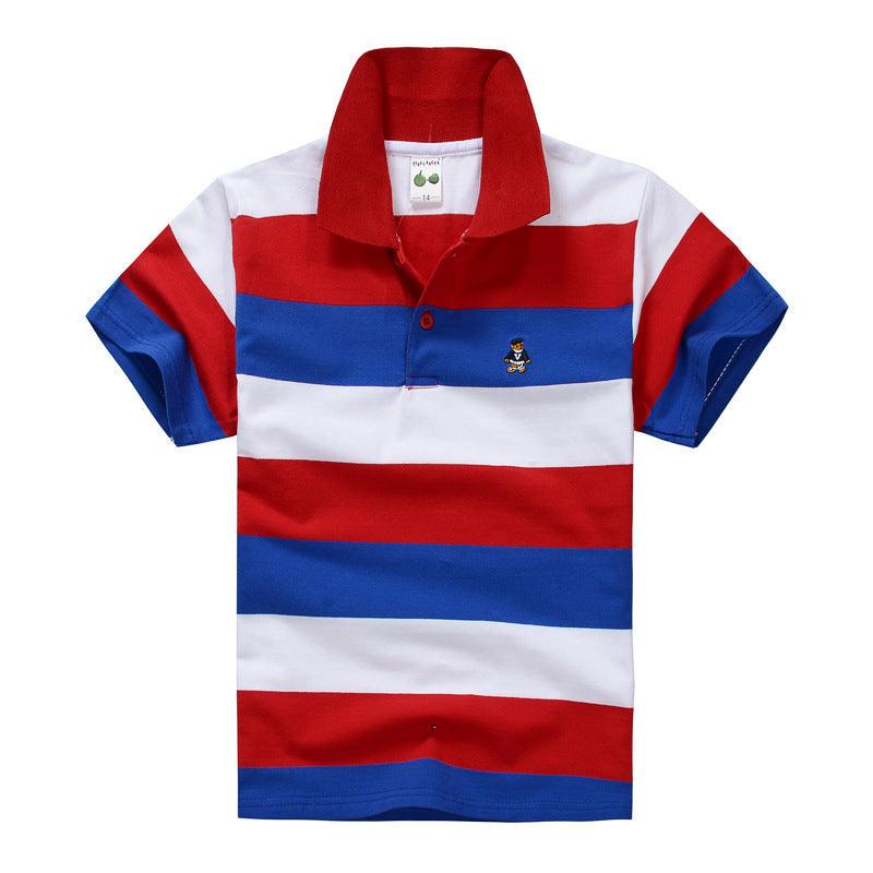 Vibrant Striped Combed Cotton Polo T-Shirt for Kids - Vogue Aura