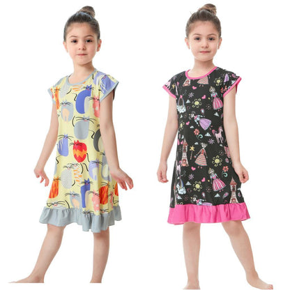 Whimsical 3D Printed Pajama Dresses for Girls - Cozy and Stylish Sleepwear - Vogue Aura