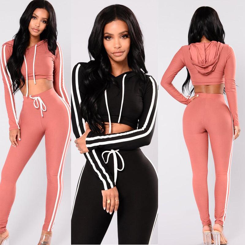 Women’s Tracksuit Crop Top Hoodie & Pants Set - Vogue Aura