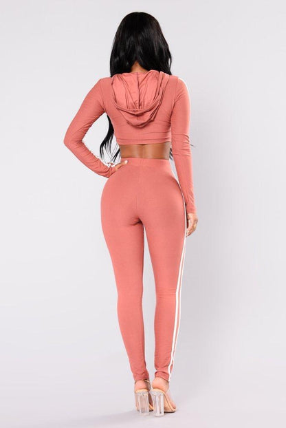 Women’s Tracksuit Crop Top Hoodie & Pants Set - Vogue Aura