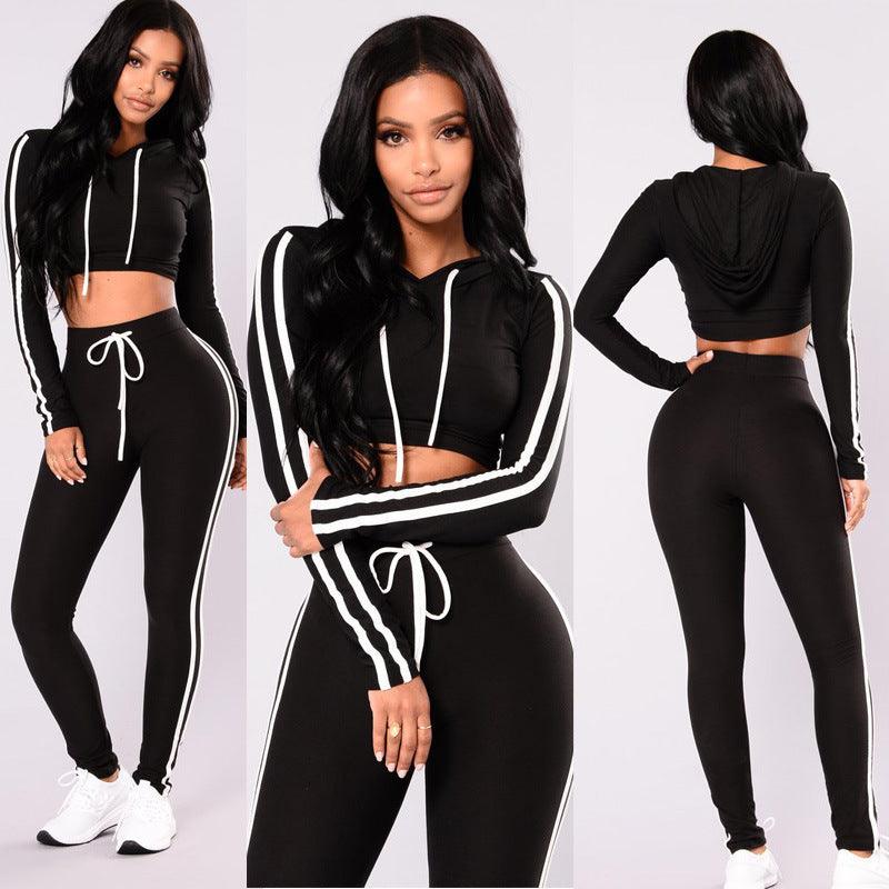 Women’s Tracksuit Crop Top Hoodie & Pants Set - Vogue Aura