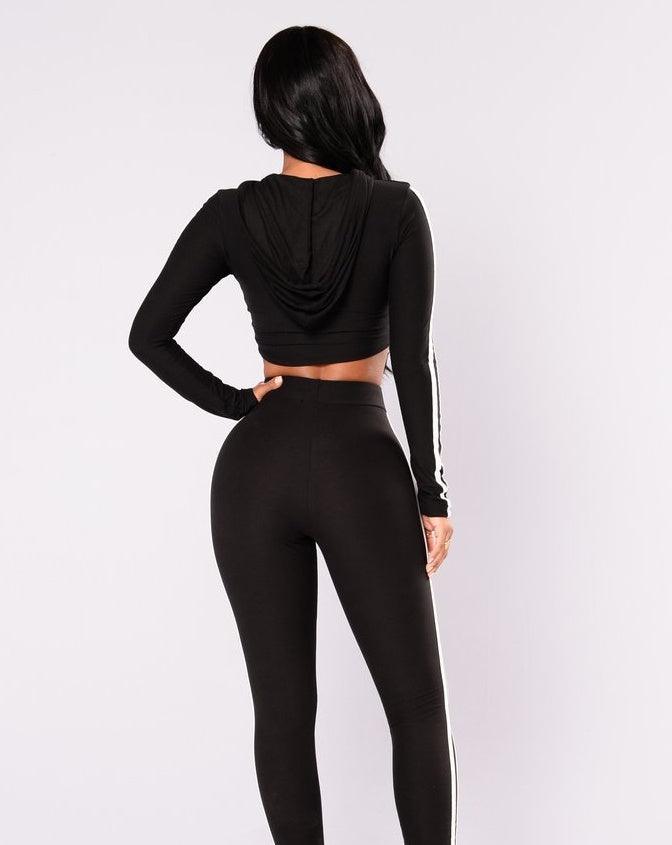 Women’s Tracksuit Crop Top Hoodie & Pants Set - Vogue Aura