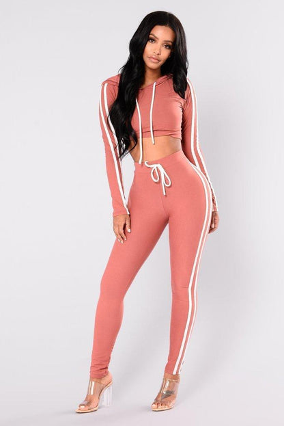 Women’s Tracksuit Crop Top Hoodie & Pants Set - Vogue Aura