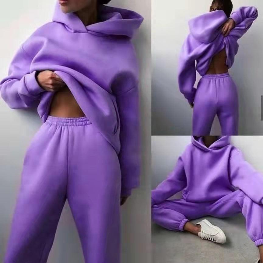 Women's Casual Hooded Sweater Two-piece Suit Clothes Hoodie Tracksuit - Vogue Aura