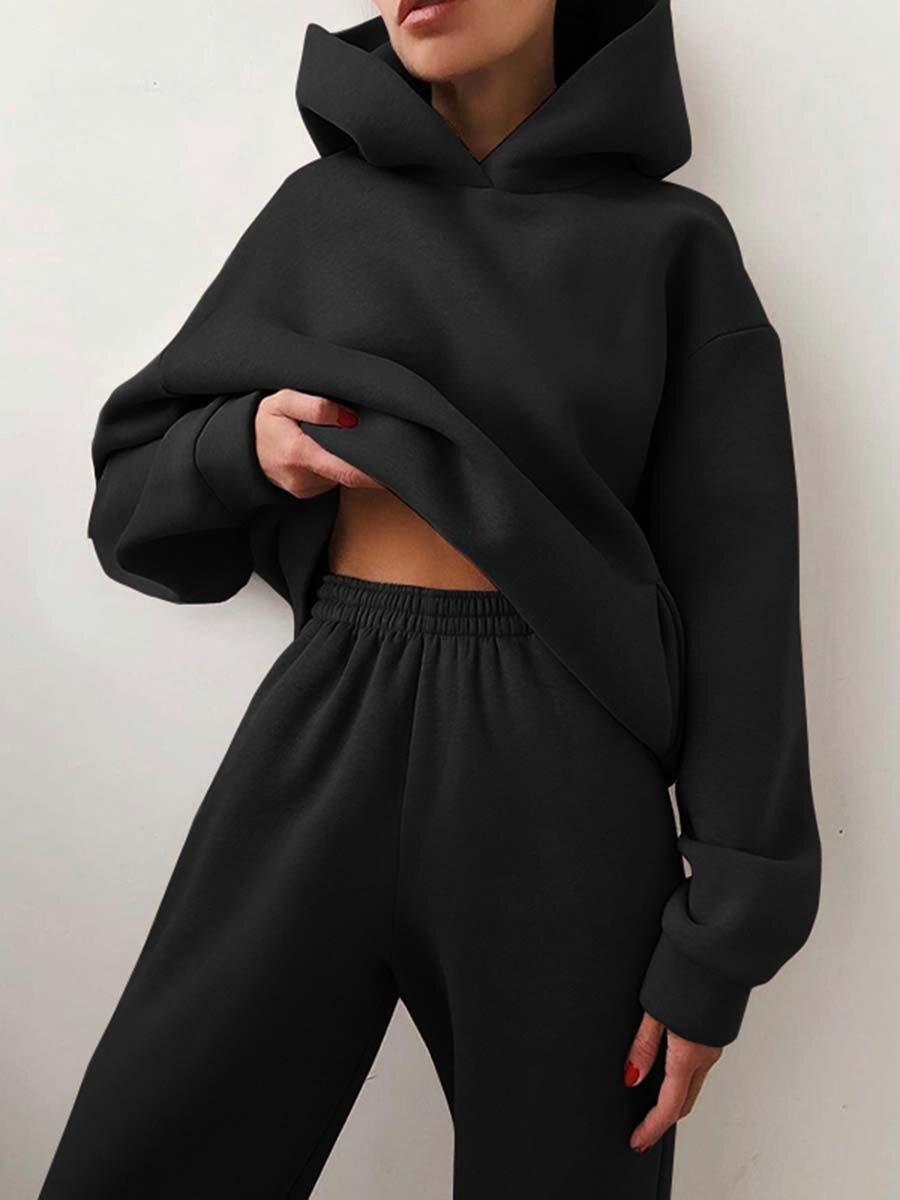 Chic Women's Casual Hooded Sweater Two-Piece Tracksuit - Vogue Aura