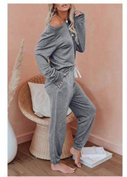 Women's Casual Sweatshirt And Drawstring Tracksuit - Vogue Aura