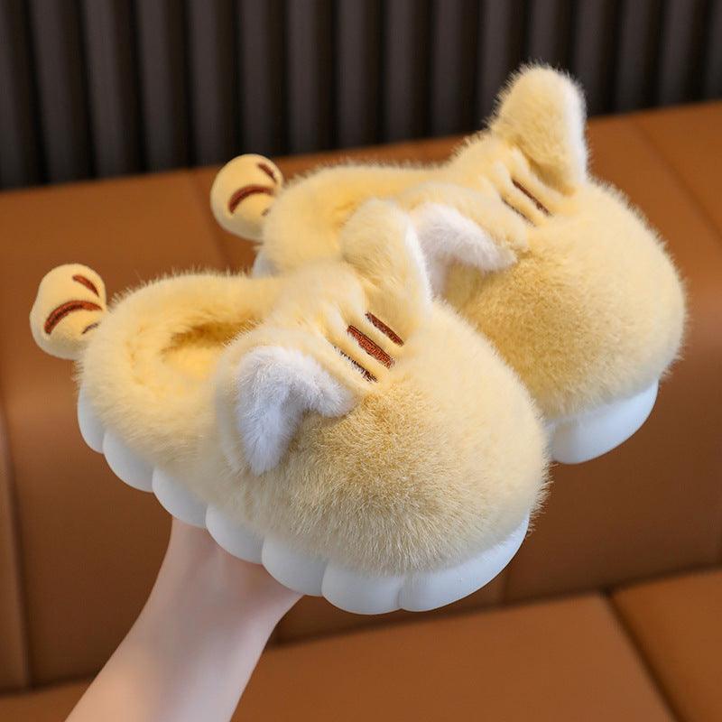 Cotton-Padded Women's Cartoon Cat Paw Velcro Plush Shoes - Vogue Aura