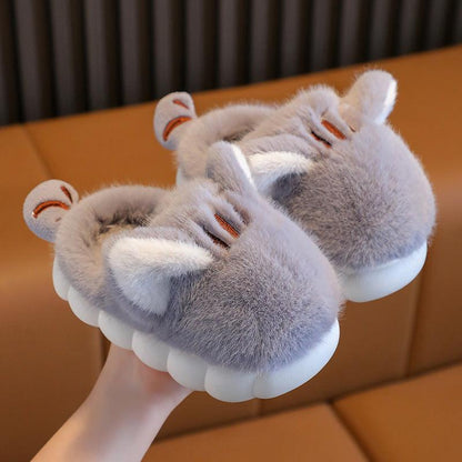 Cotton-Padded Women's Cartoon Cat Paw Velcro Plush Shoes - Vogue Aura