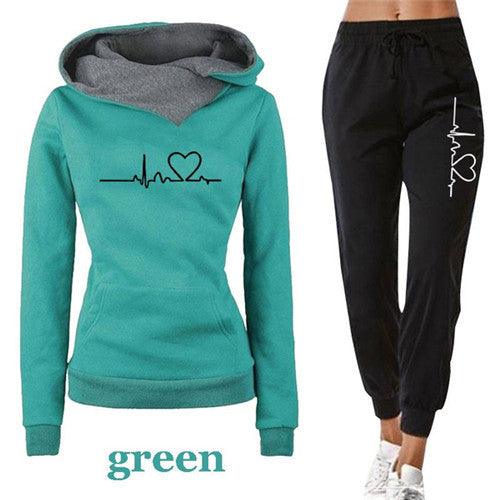 Women's Autumn Tracksuit Set with Pullovers, Hoodies and Black Pants - Vogue Aura