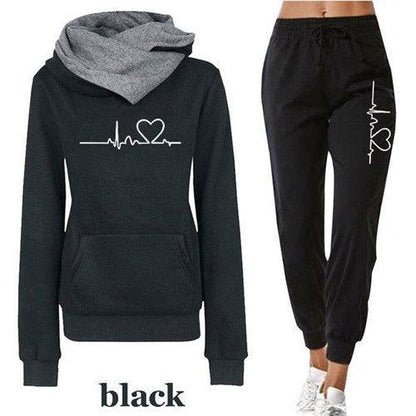 Women's Autumn Tracksuit Set with Pullovers, Hoodies and Black Pants - Vogue Aura