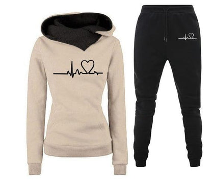 Women's Autumn Tracksuit Set with Pullovers, Hoodies and Black Pants - Vogue Aura